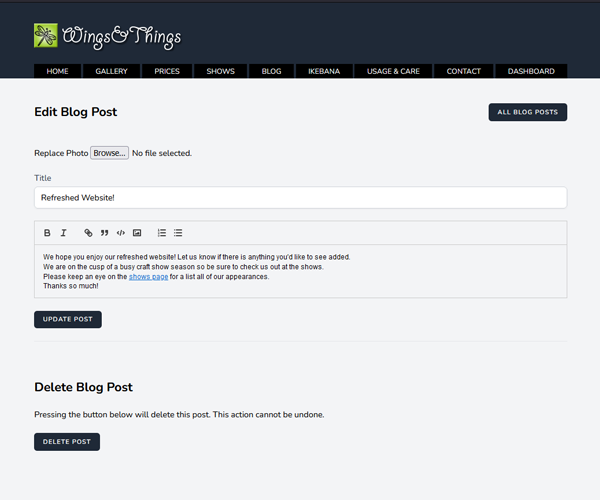 Custom blogging component