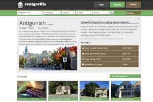 A view of the rental listings page
